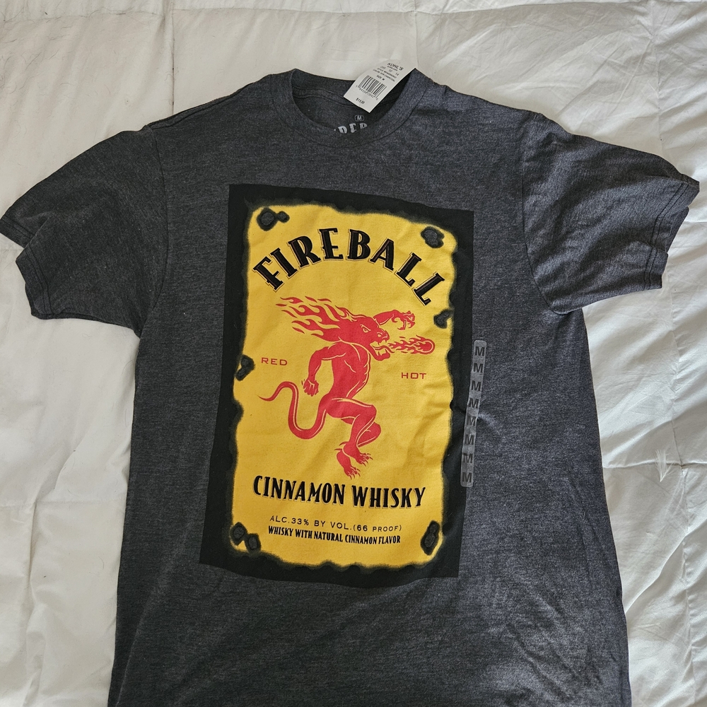 Fireball Cinnamon Whisky Graphic T-Shirt - Gray